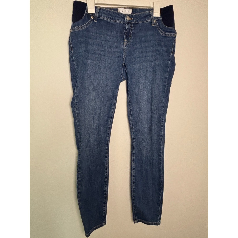 Gap‎ Maternity Skinny Jeans Medium Wash Side Panel Denim Blue Size 30 10L Long
